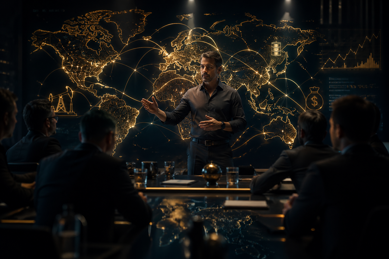 Strategy presentation with global map