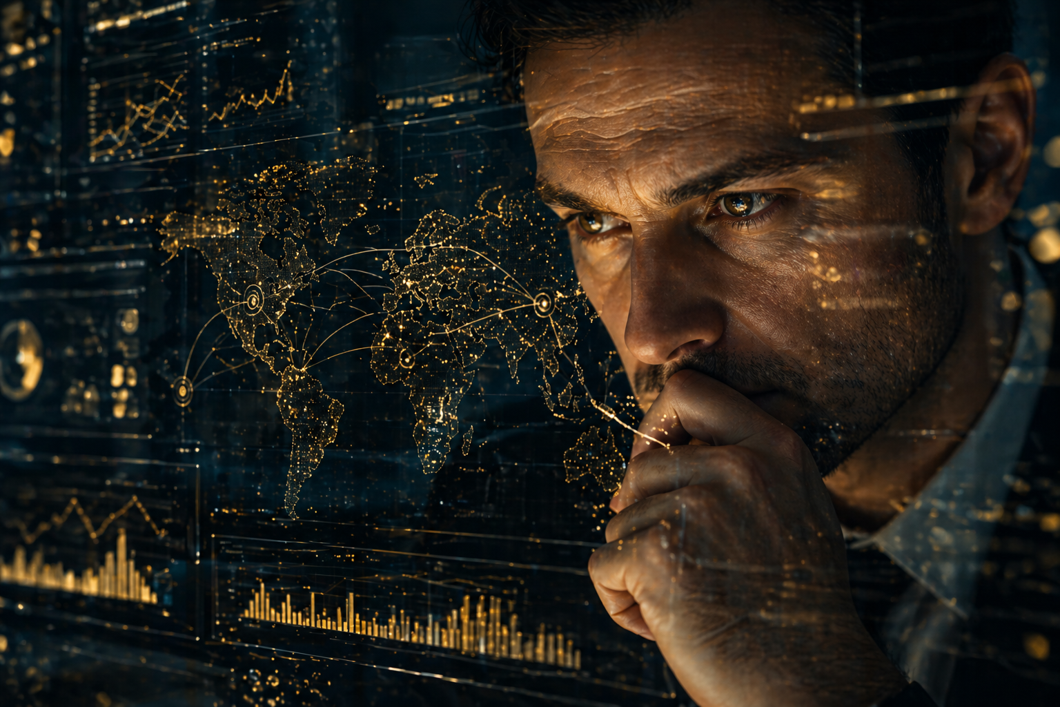 Strategist analyzing global data